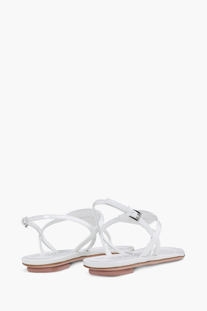 PRADA Thong Sandals in White Patent with Triangle Logo 2