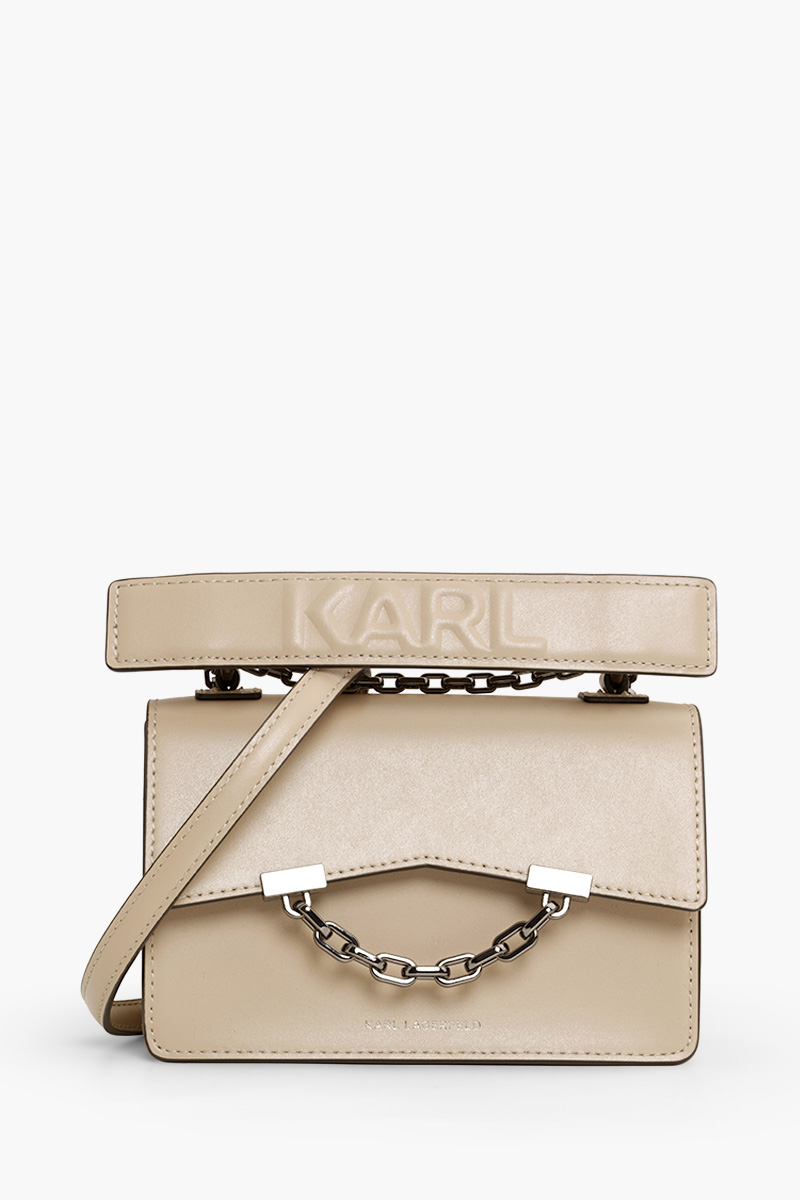 KARL LAGERFELD Mini K/Karl Seven Chain Shoulder Bag in Desert Leather 0