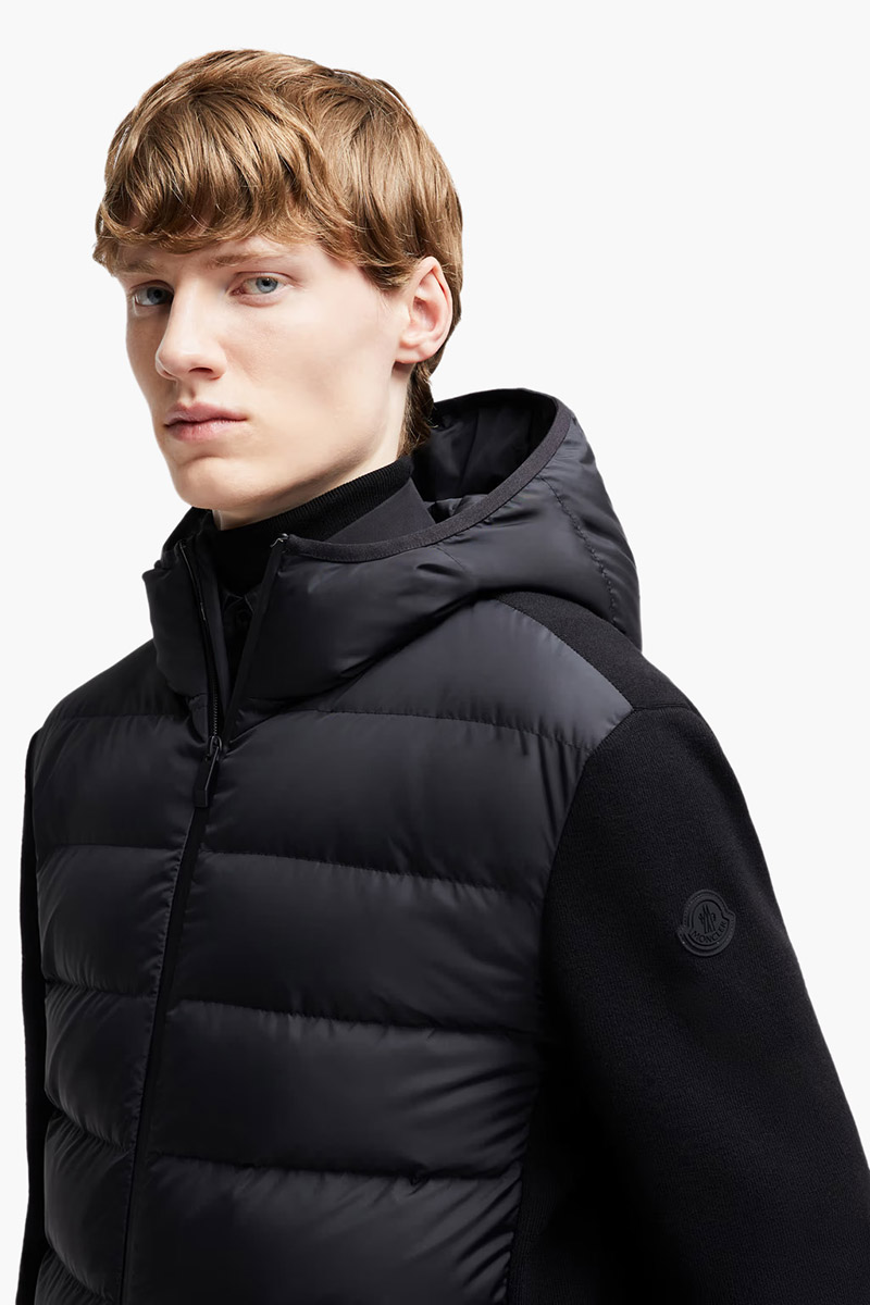 MONCLER Men Padded Zip Up Jacket in Black Micro Soft Nylon 2