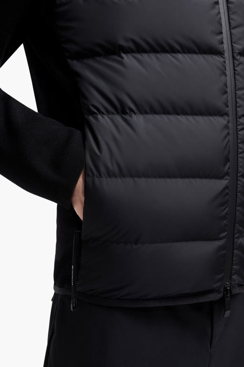 MONCLER Men Padded Zip Up Jacket in Black Micro Soft Nylon 4