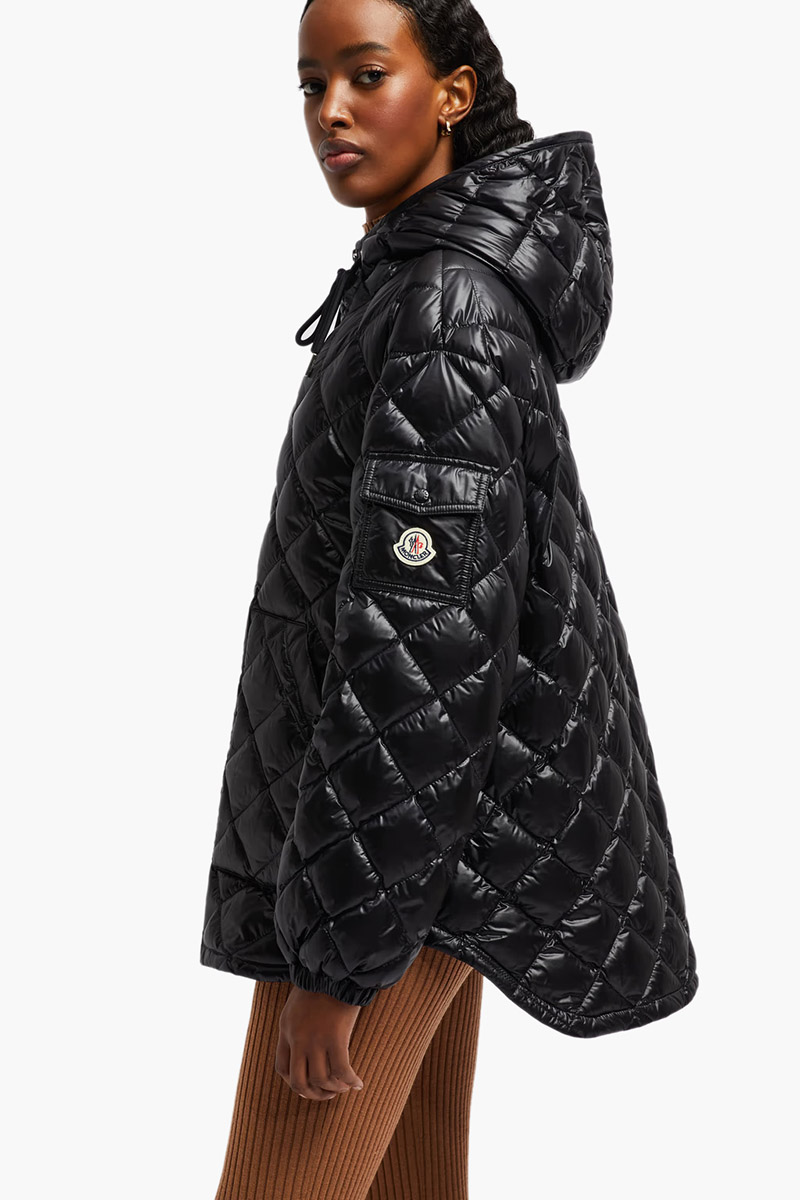 MONCLER Women Padded Short Down Jacket in Black Nylon with Hoodie 2