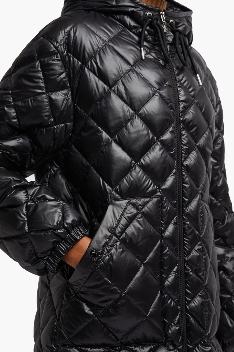 MONCLER Women Padded Short Down Jacket in Black Nylon with Hoodie 3