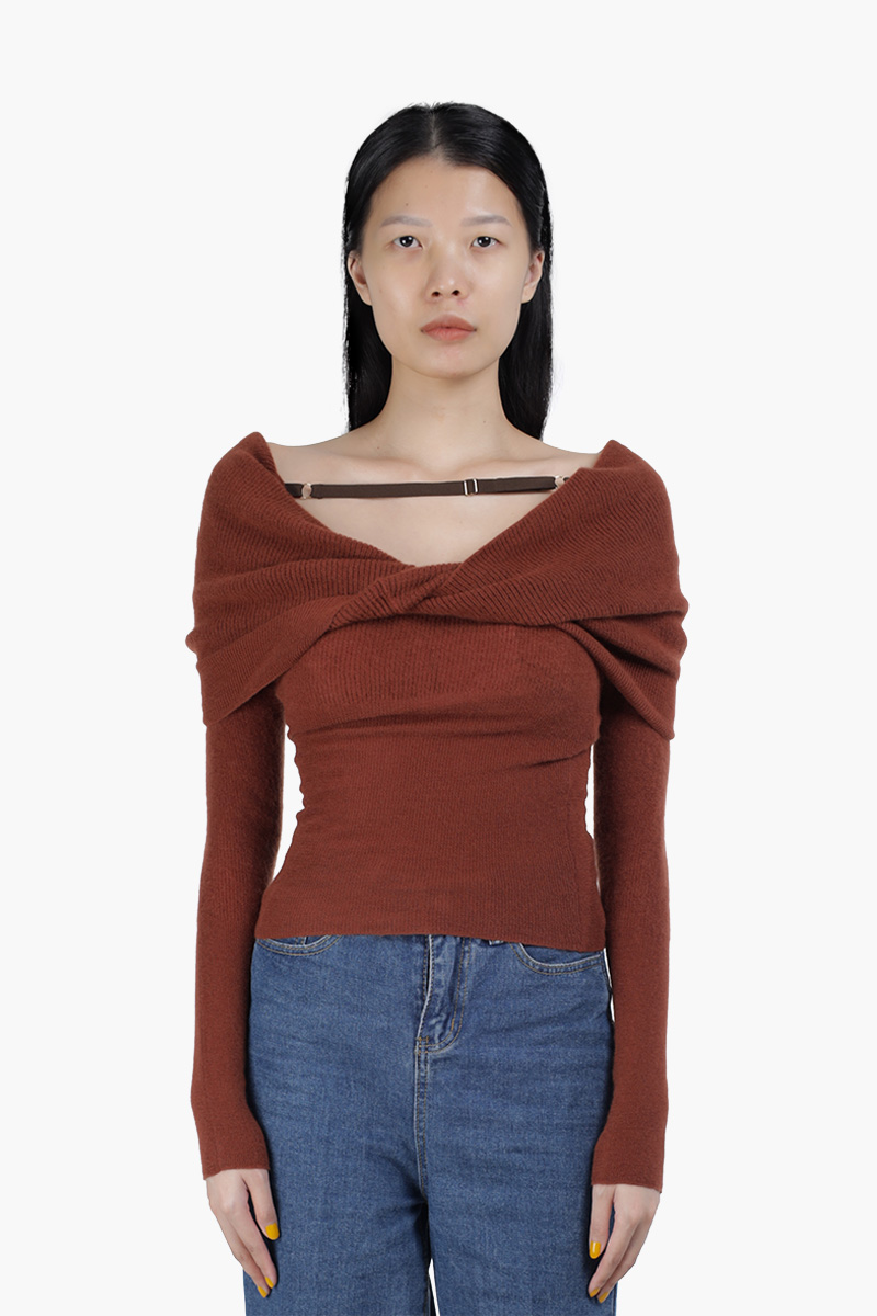 JACQUEMUS Women La Maille Ascua Top in Light Brown 0