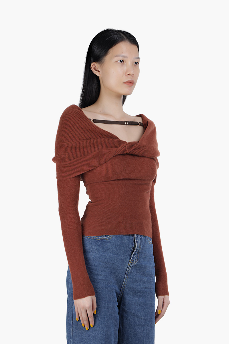 JACQUEMUS Women La Maille Ascua Top in Light Brown 2