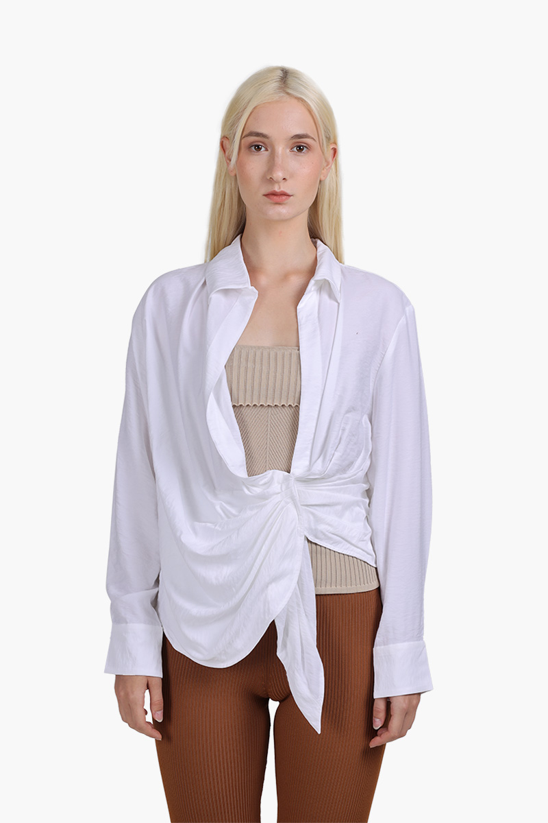 JACQUEMUS Women La Chemise Bahia Tied-Sash Shirt in White 0