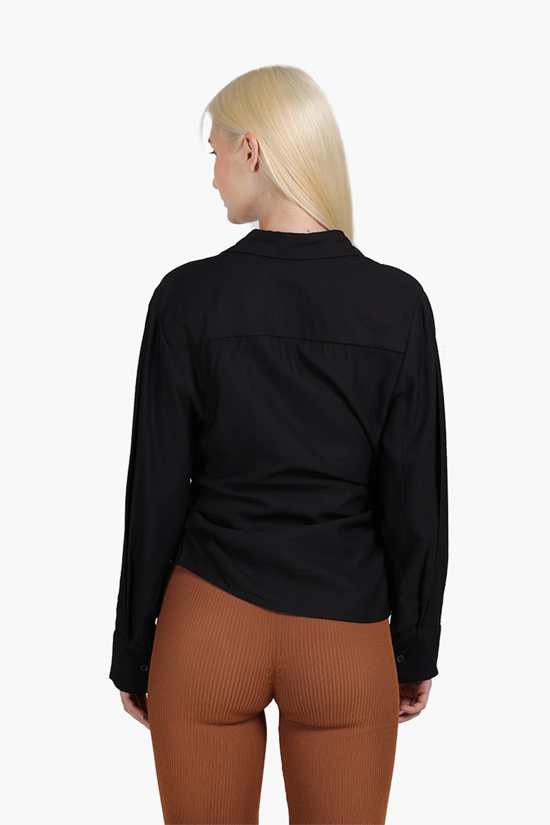 JACQUEMUS Women La Chemise Bahia Tied-Sash Shirt in Black 1