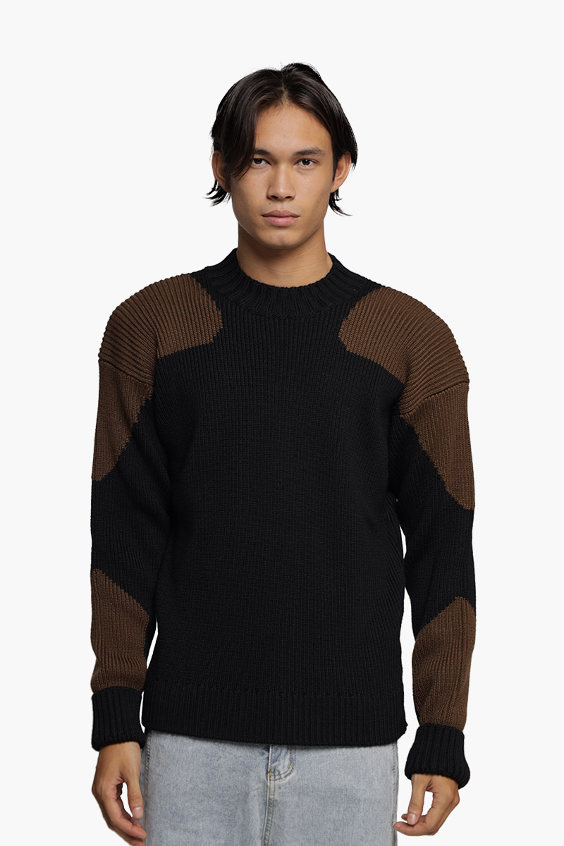 JACQUEMUS Men La Maille Giro Two-Tone Jumper in Black/Brown 0