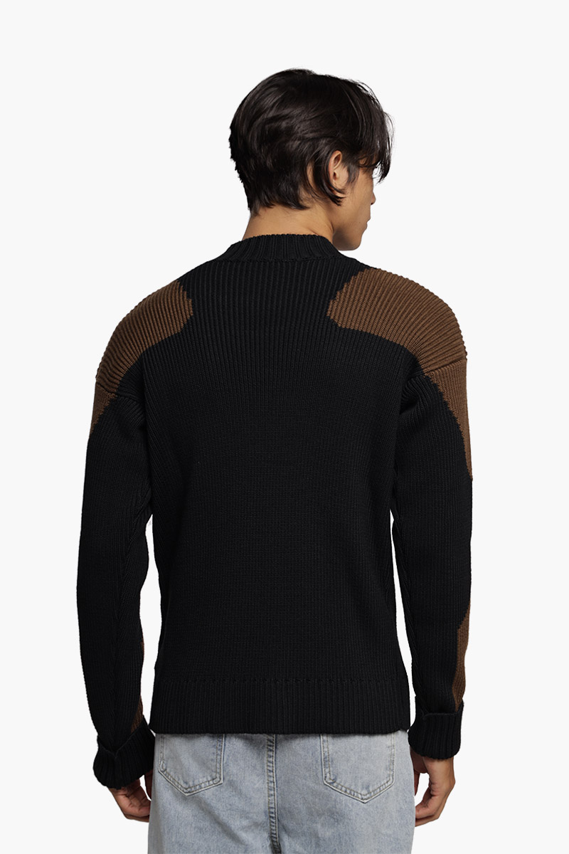 JACQUEMUS Men La Maille Giro Two-Tone Jumper in Black/Brown 1