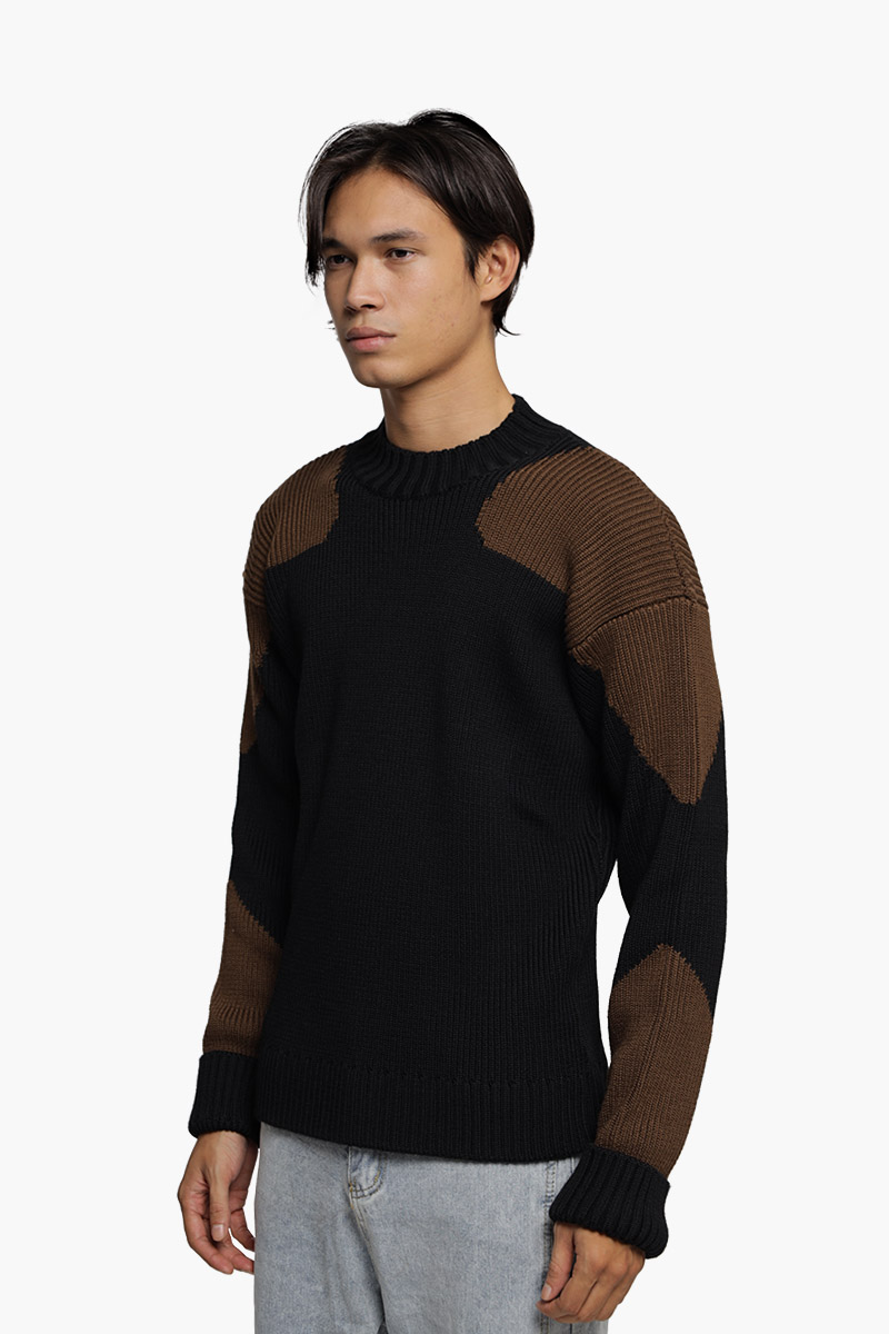 JACQUEMUS Men La Maille Giro Two-Tone Jumper in Black/Brown 2