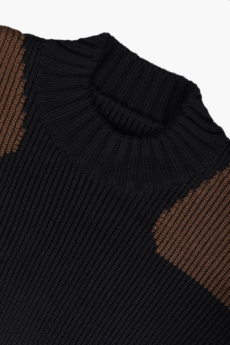 JACQUEMUS Men La Maille Giro Two-Tone Jumper in Black/Brown 3