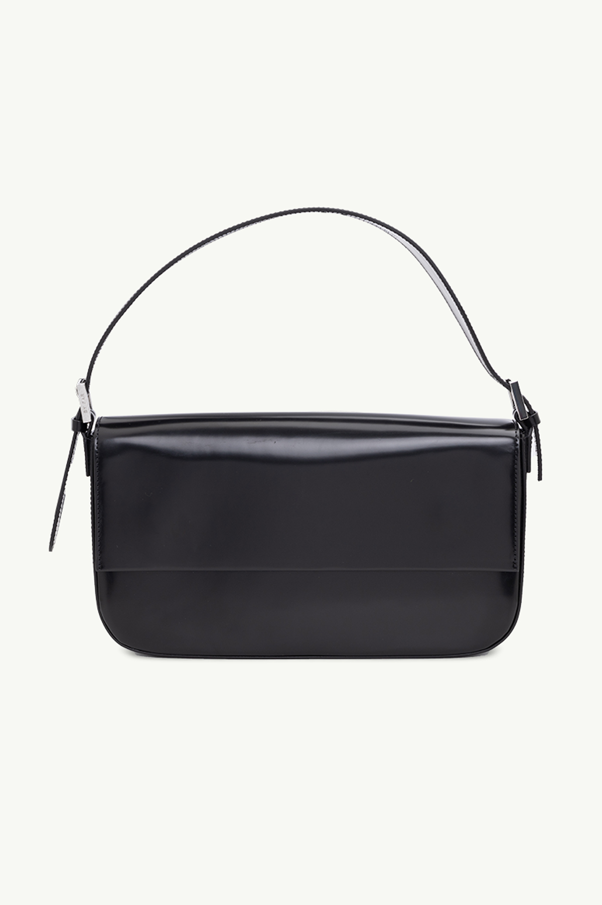 BY FAR Manu Handbag in Black Semi Patent Leather 0