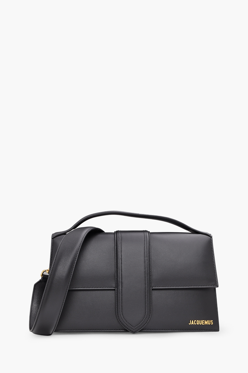 JACQUEMUS Le Bambinou Flap Bag in Black Smooth Leather  0