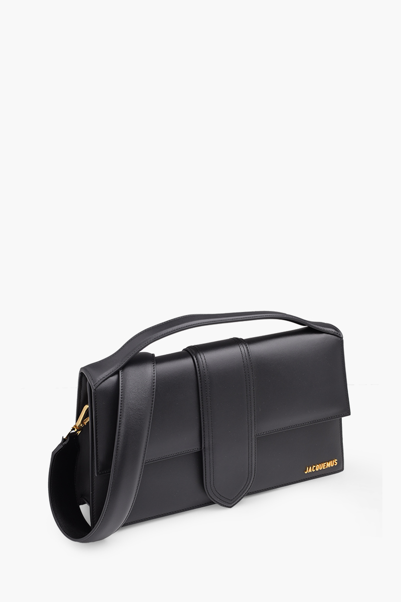 JACQUEMUS Le Bambinou Flap Bag in Black Smooth Leather  2