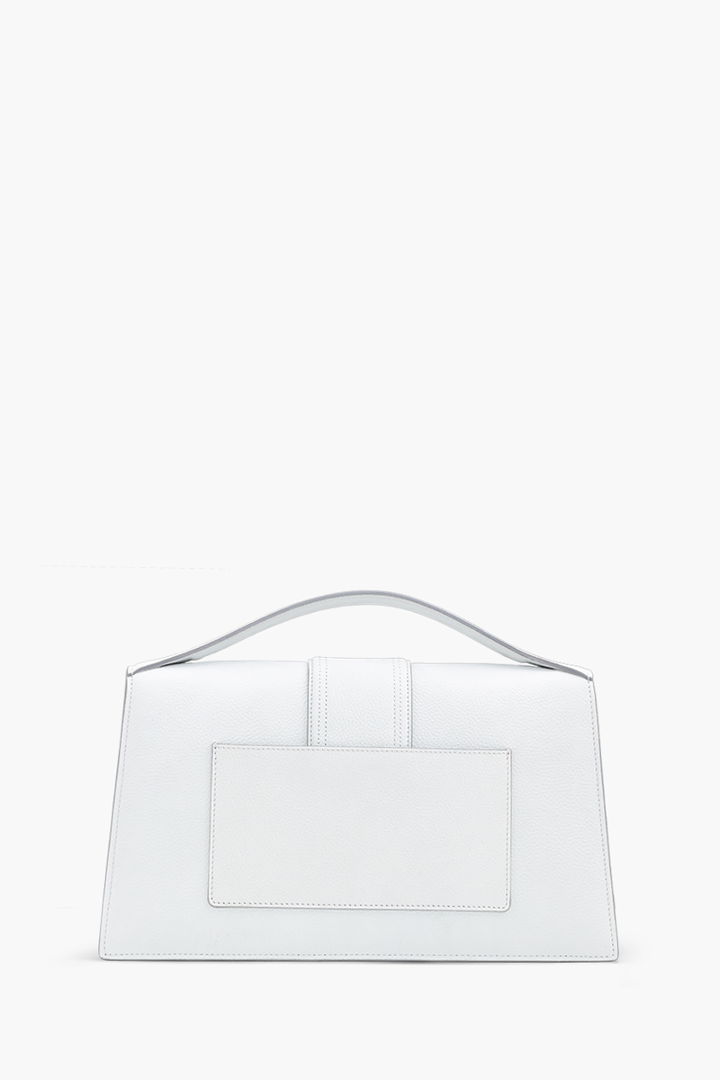 JACQUEMUS Le Bambinou Flap Bag in Light Grey Smooth Leather  1