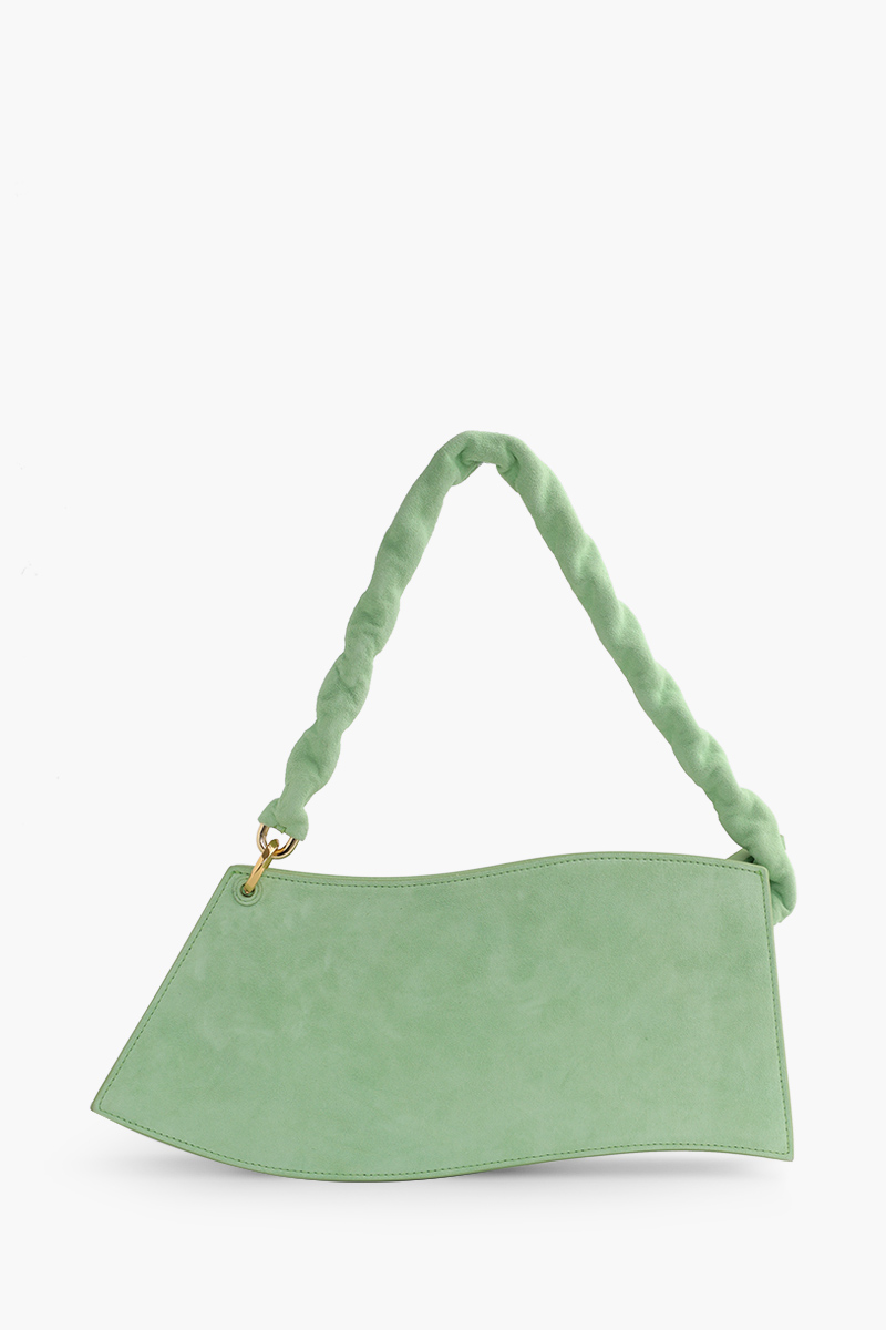 JACQUEMUS La Vague Bag in Light Green Suede 1