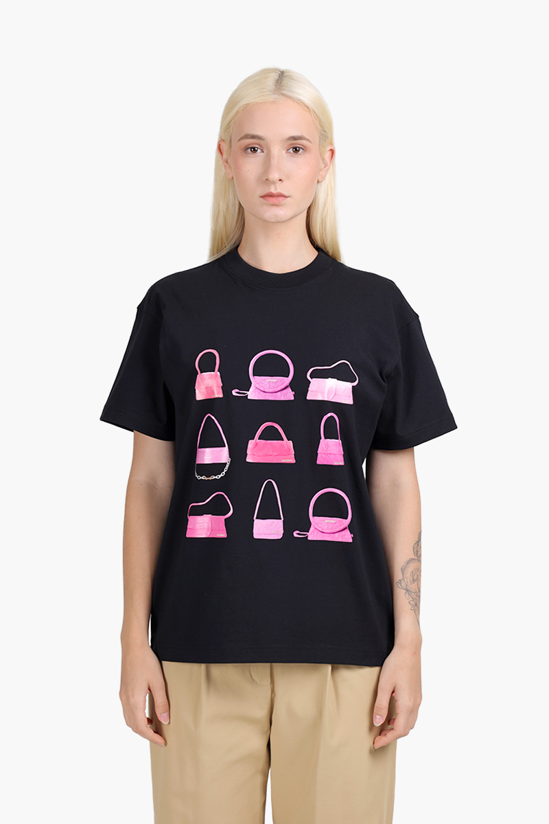 JACQUEMUS Le Sacs Multi Print Loose Fit T-Shirt in Black 3