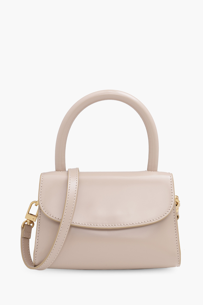 BY FAR The Mini Handbag in Khaki Semi Patent Leather 0