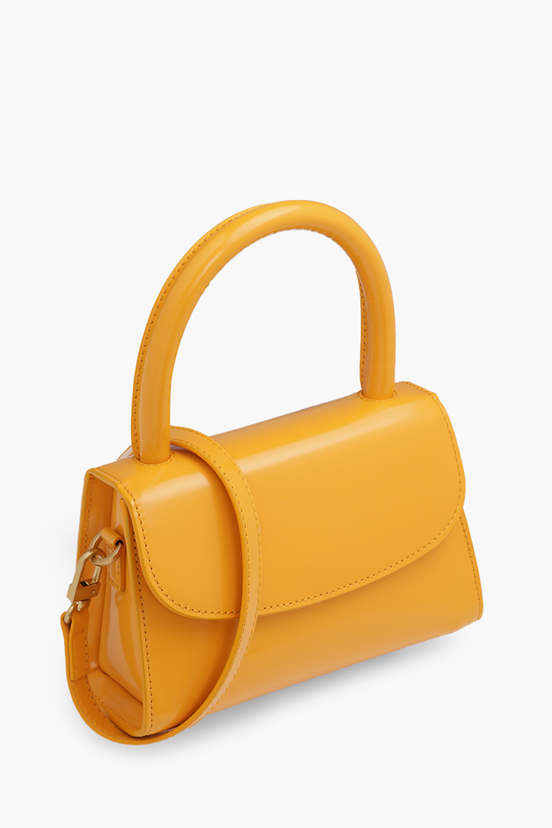 BY FAR The Mini Handbag in Sunflower Semi Patent Leather 2