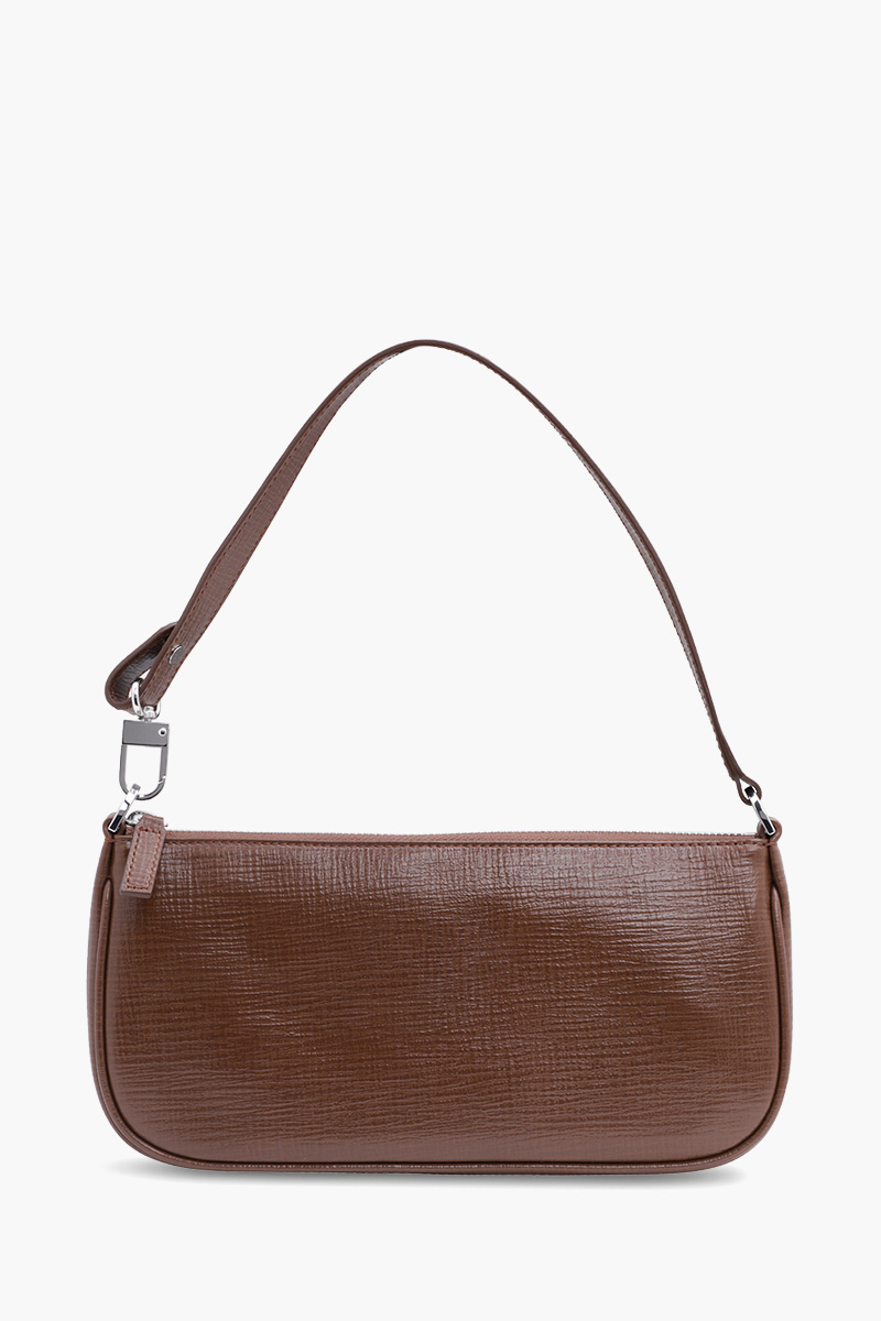 BY FAR Rachel Shoulder Bag in Tabac Embossed Leather 0