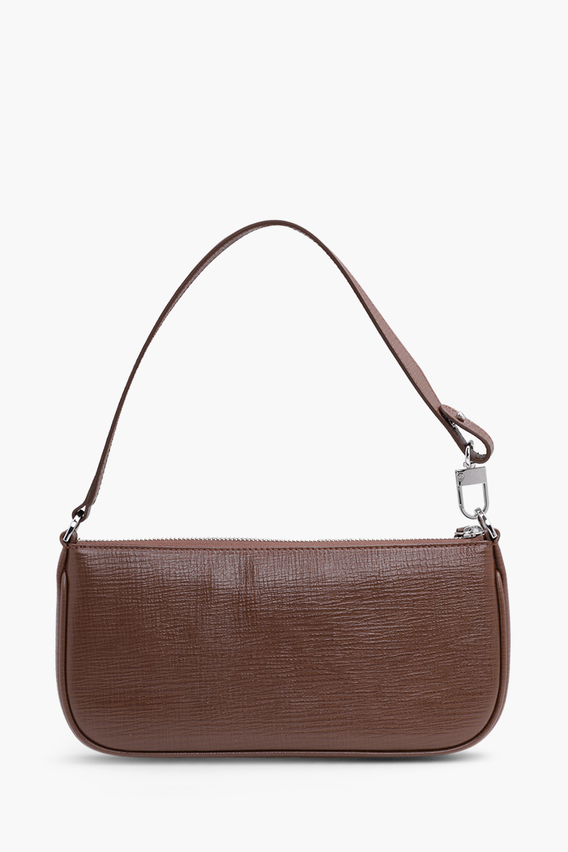 BY FAR Rachel Shoulder Bag in Tabac Embossed Leather 1