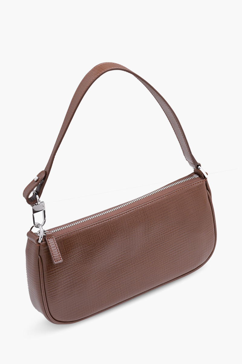 BY FAR Rachel Shoulder Bag in Tabac Embossed Leather 2