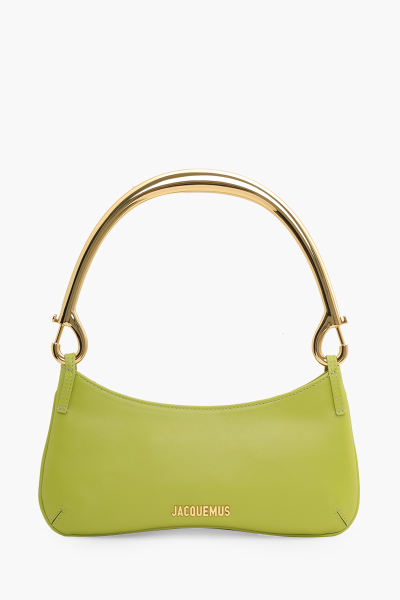 JACQUEMUS Le Bisou Mousqueton Shoulder Bag in Green with Carabiner Strap 0