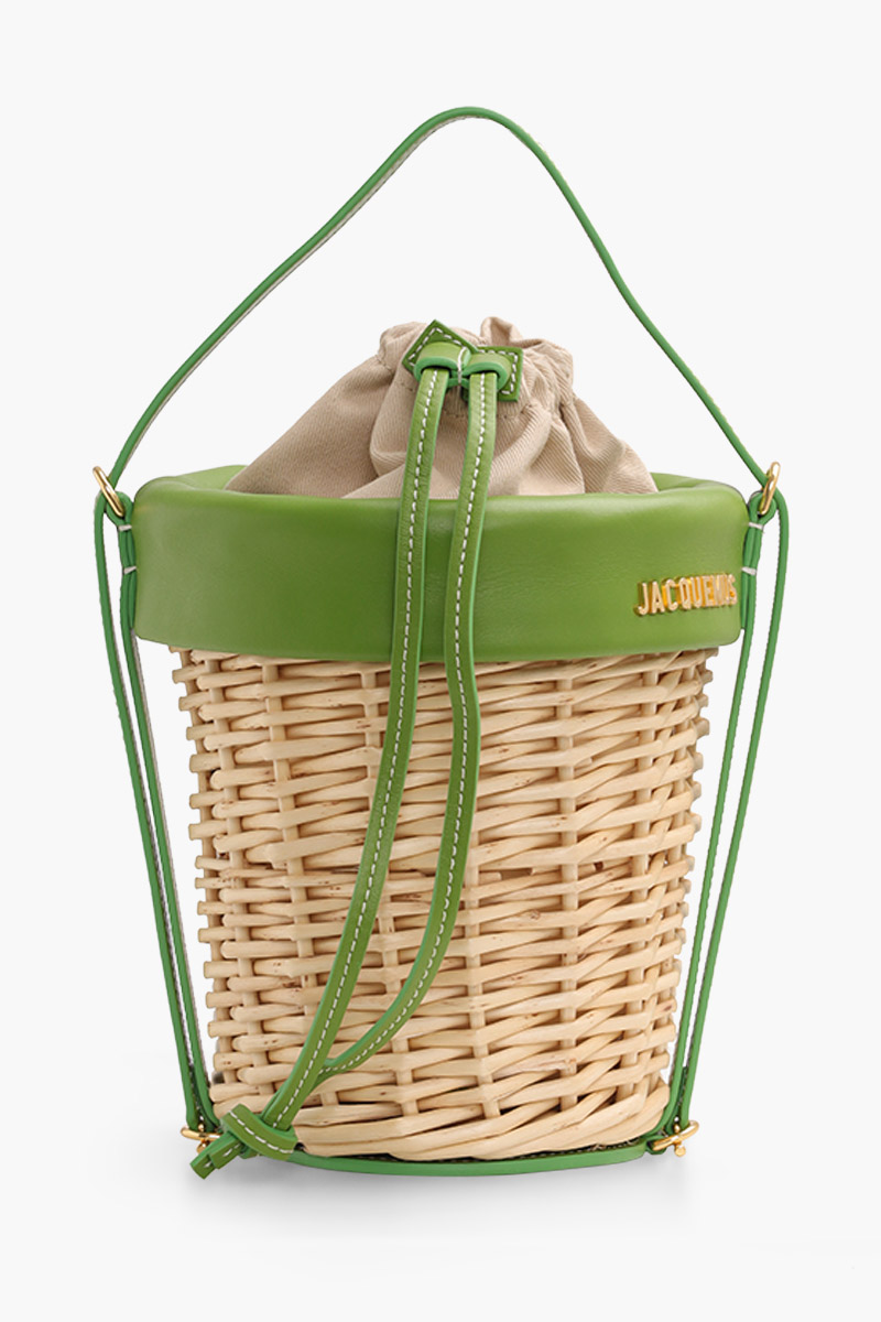 JACQUEMUS Le Panier Seau Bucket Bag in Green Smooth Leather 0