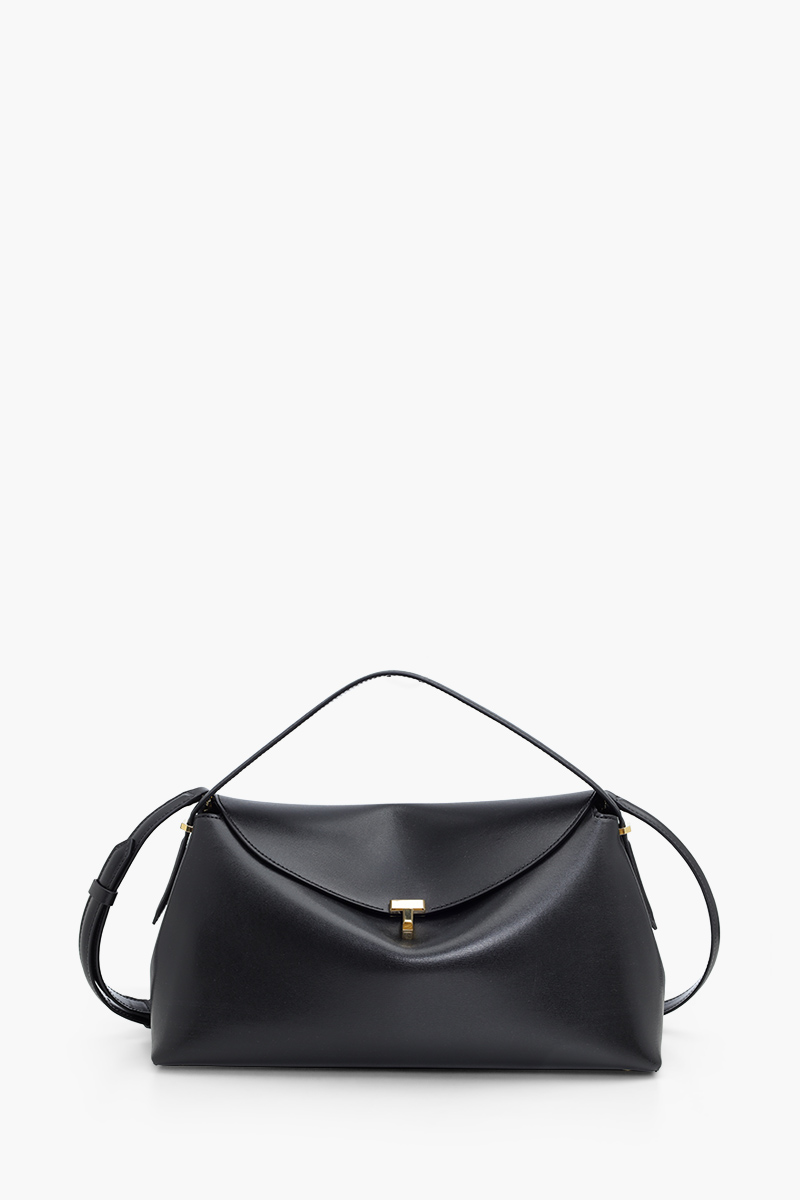 TOTEME T-Lock Top Handle Bag in Black Cow Leather SHW 0