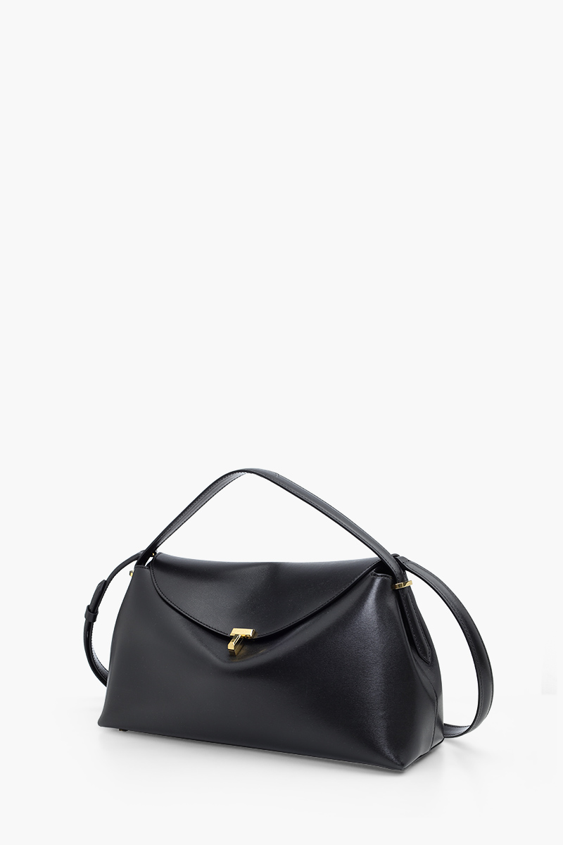 TOTEME T-Lock Top Handle Bag in Black Cow Leather SHW 2