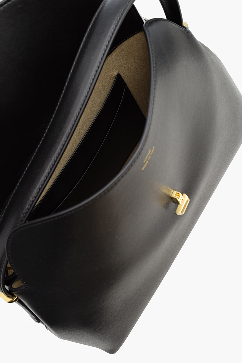 TOTEME T-Lock Top Handle Bag in Black Cow Leather SHW 3