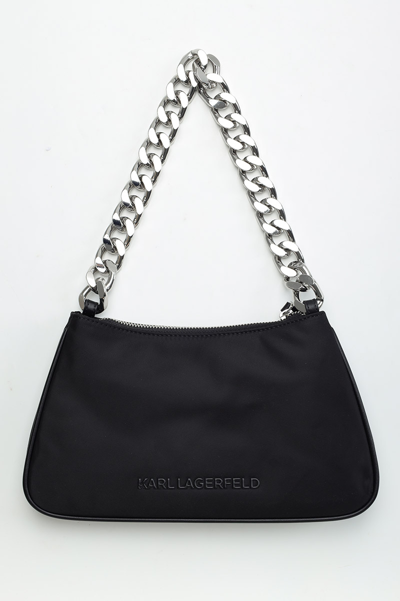 KARL LAGERFELD K/Ikonik 2.0 Choupette Small Chain Shoulder Bag in Black Nylon 1