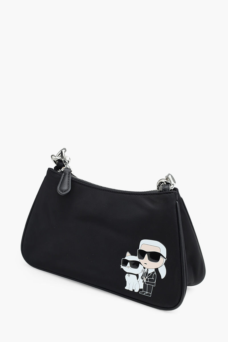 KARL LAGERFELD K/Ikonik 2.0 Choupette Small Chain Shoulder Bag in Black Nylon 2