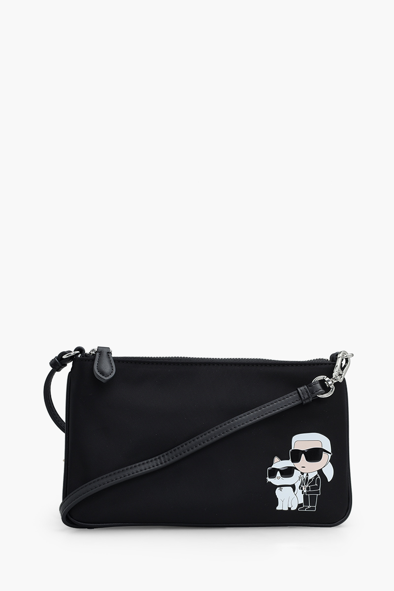 KARL LAGERFELD K/Ikonik 2.0 Choupette Shoulder Pouch in Black Nylon 0