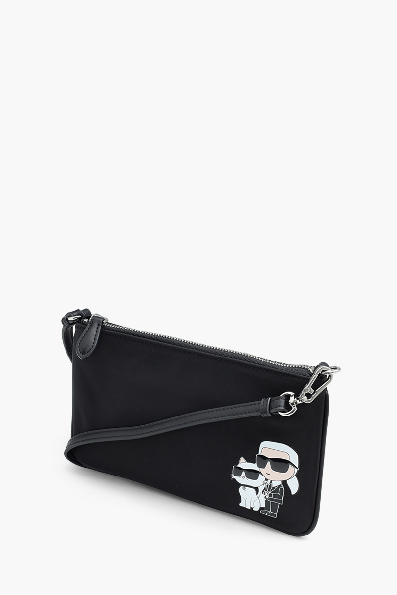 KARL LAGERFELD K/Ikonik 2.0 Choupette Shoulder Pouch in Black Nylon 2