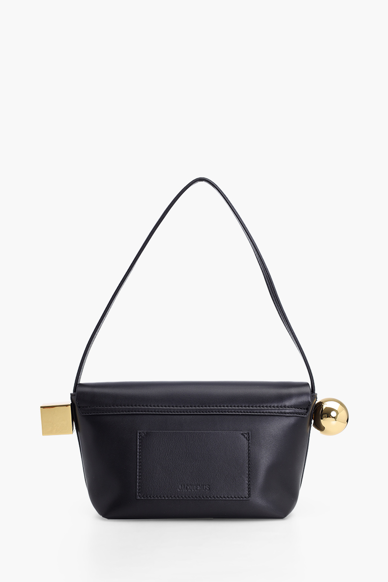 JACQUEMUS Le Rond Carre Flap Shoulder Bag in Black Leather 1