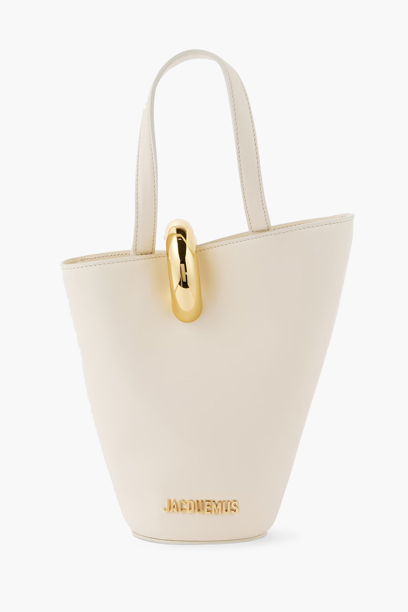 JACQUEMUS Le Petit Bambola Bucket Bag in Light Ivory Smooth Leather 0