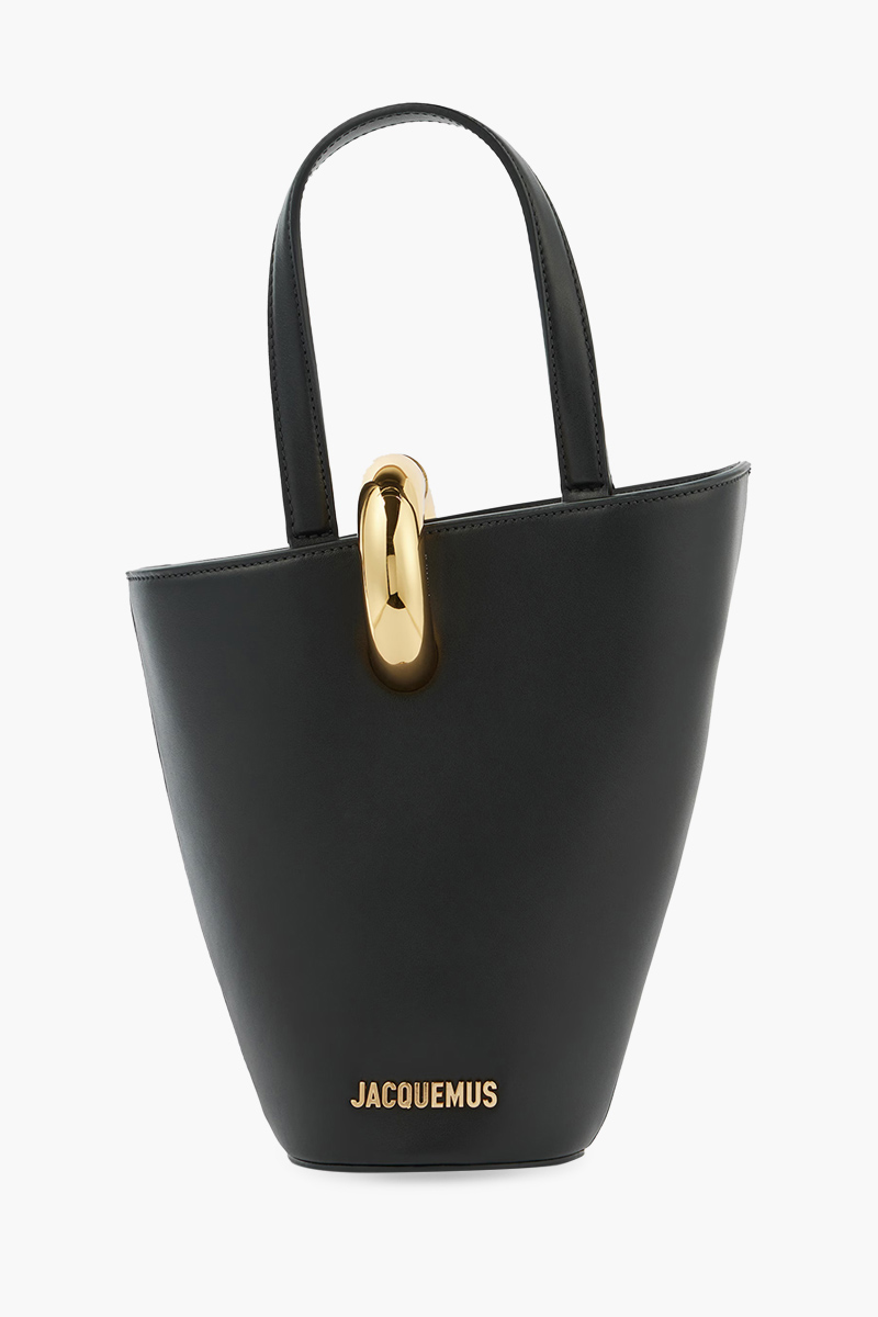 JACQUEMUS Le Petit Bambola Bucket Bag in Black Smooth Leather 0