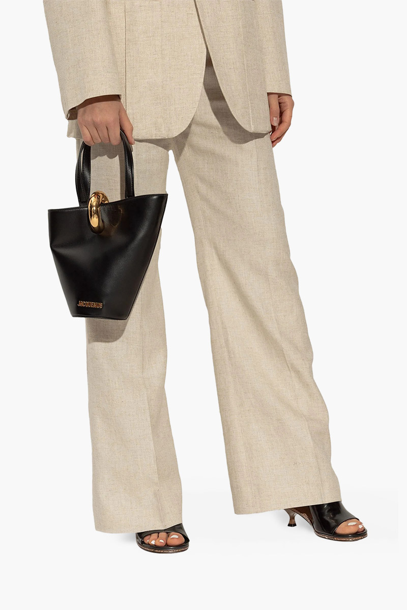 JACQUEMUS Le Petit Bambola Bucket Bag in Black Smooth Leather 4