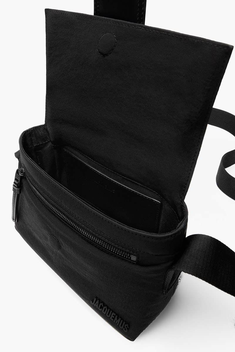 JACQUEMUS The Small Bambino Messenger Bag in Black Nylon 3