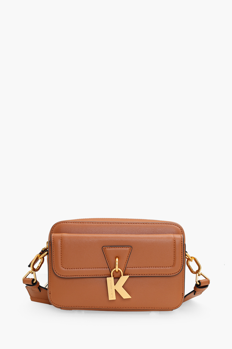 KARL LAGERFELD K/Lock Camera Bag in Sudan Brown Leather 0