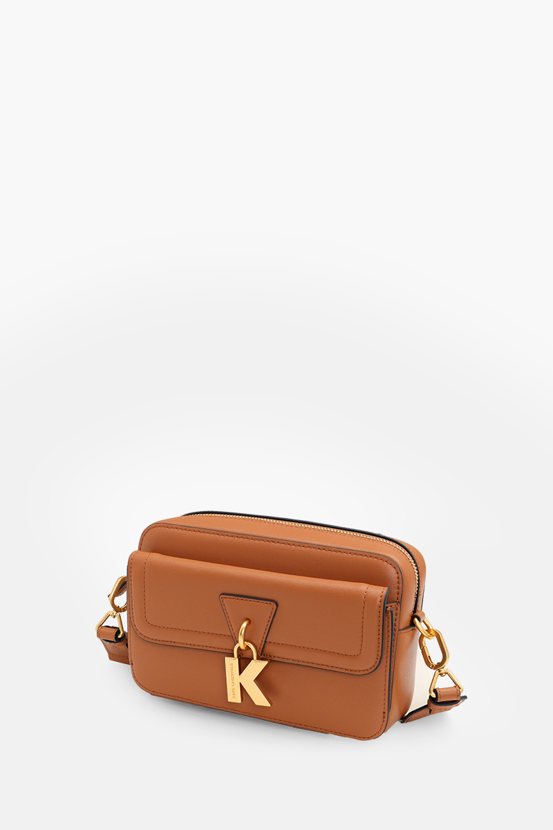 KARL LAGERFELD K/Lock Camera Bag in Sudan Brown Leather 2