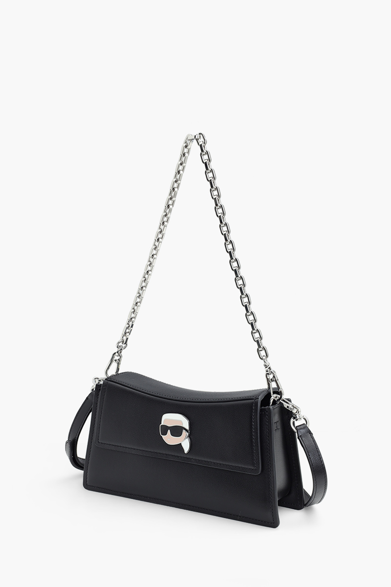 KARL LAGERFELD K/Ikonik 2.0 Pin Shoulder Bag in Black Leather with Chain Strap 2