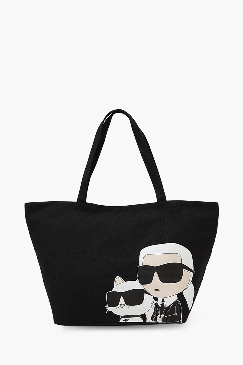 KARL LAGERFELD K/Ikonik 2.0 Choupette XL Shopper Bag in Black Cotton 0