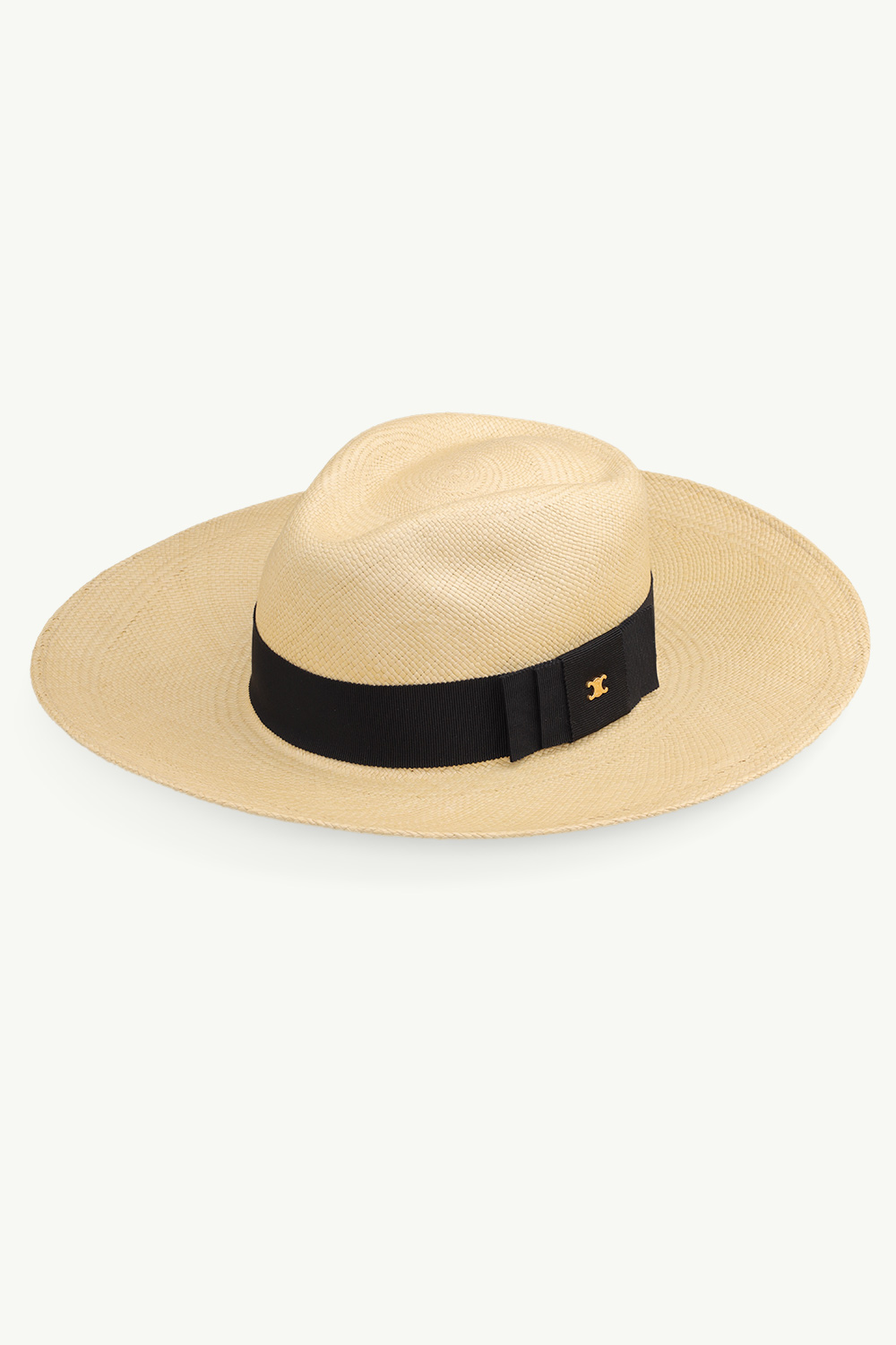 CELINE Women Straw Panama Hat in Natural with Triomphe Signature 2