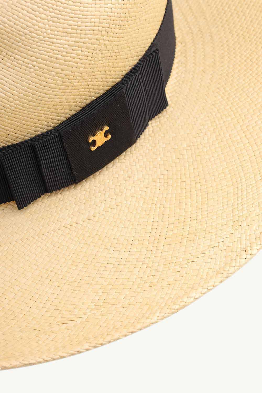 CELINE Women Straw Panama Hat in Natural with Triomphe Signature 3