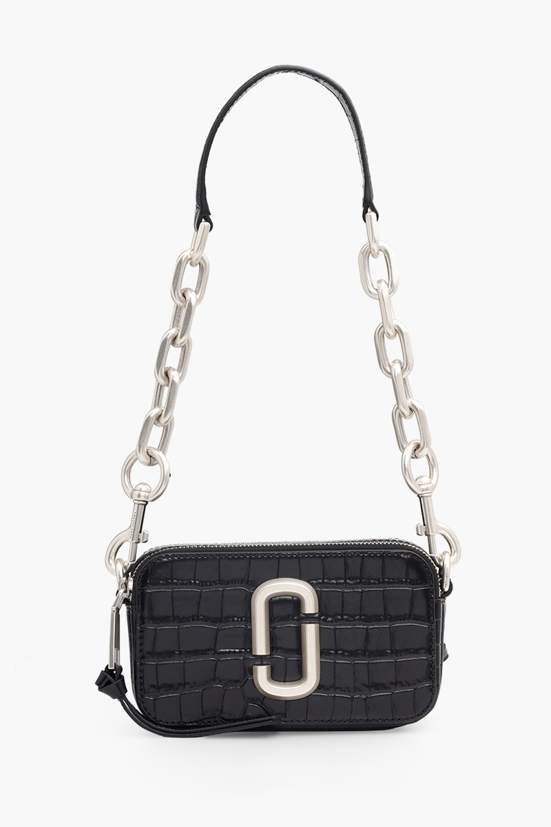 MARC JACOBS Small The Croc-Embossed Snapshot Camera Bag in Black 0