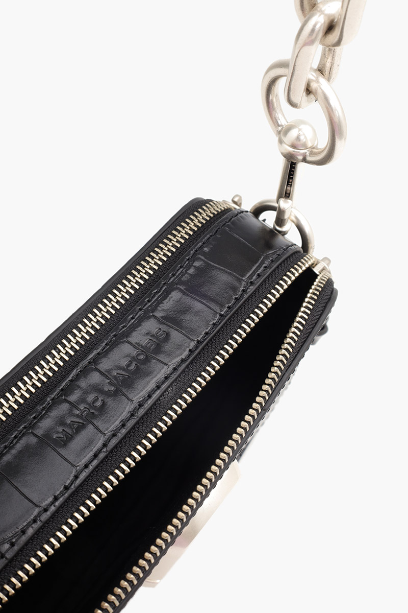 MARC JACOBS Small The Croc-Embossed Snapshot Camera Bag in Black 3