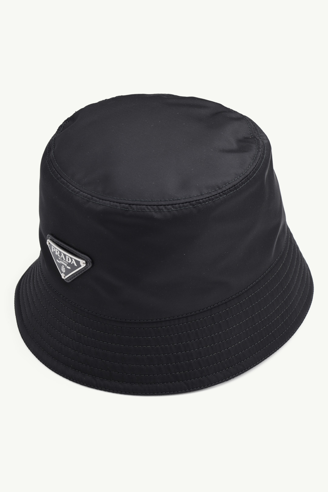 PRADA Re-Nylon Triangle Logo Bucket Hat in Black 2