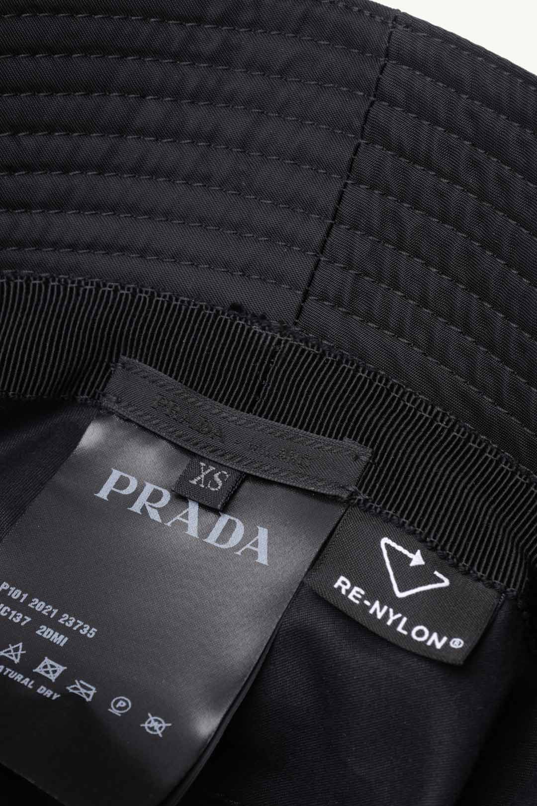 PRADA Re-Nylon Triangle Logo Bucket Hat in Black 3