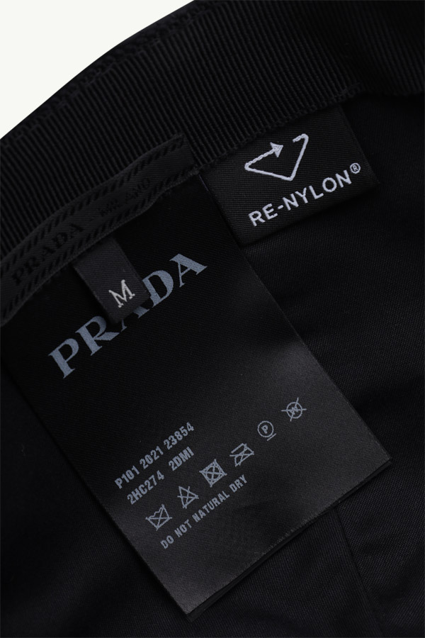 PRADA Re-Nylon Triangle Logo Baseball Cap in Black 3